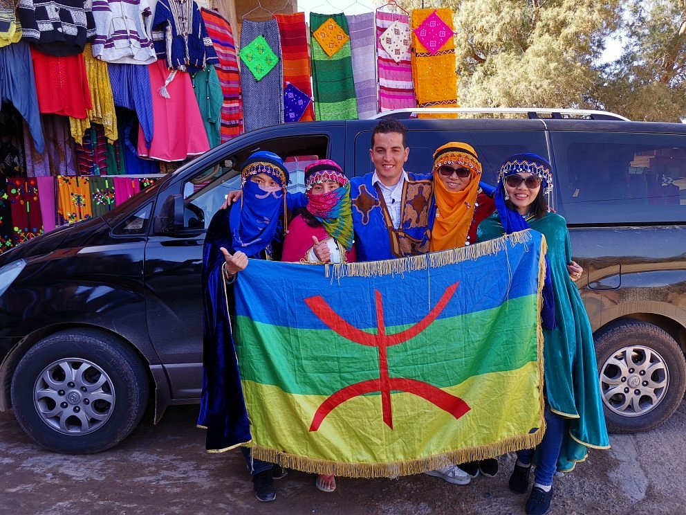 Berber flag in the Moroccan desert